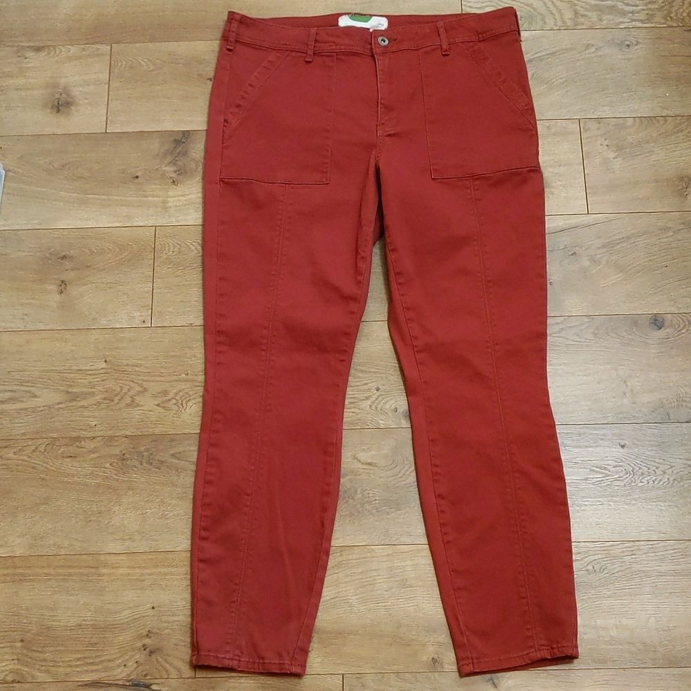 Anthropologie Red Skinny Pants with Streamlined Silhouette